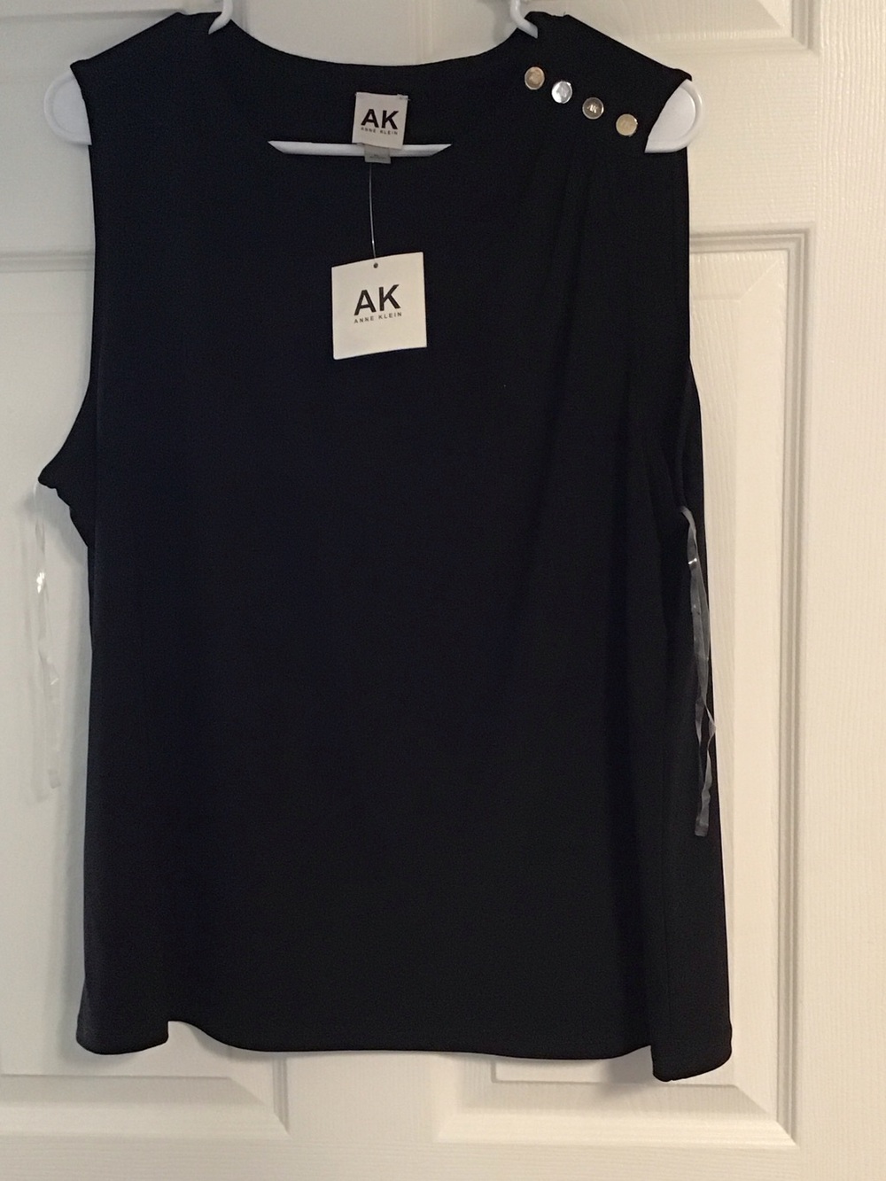 Anne Klein Black Sleeveless Tank with Shoulder Buttons
